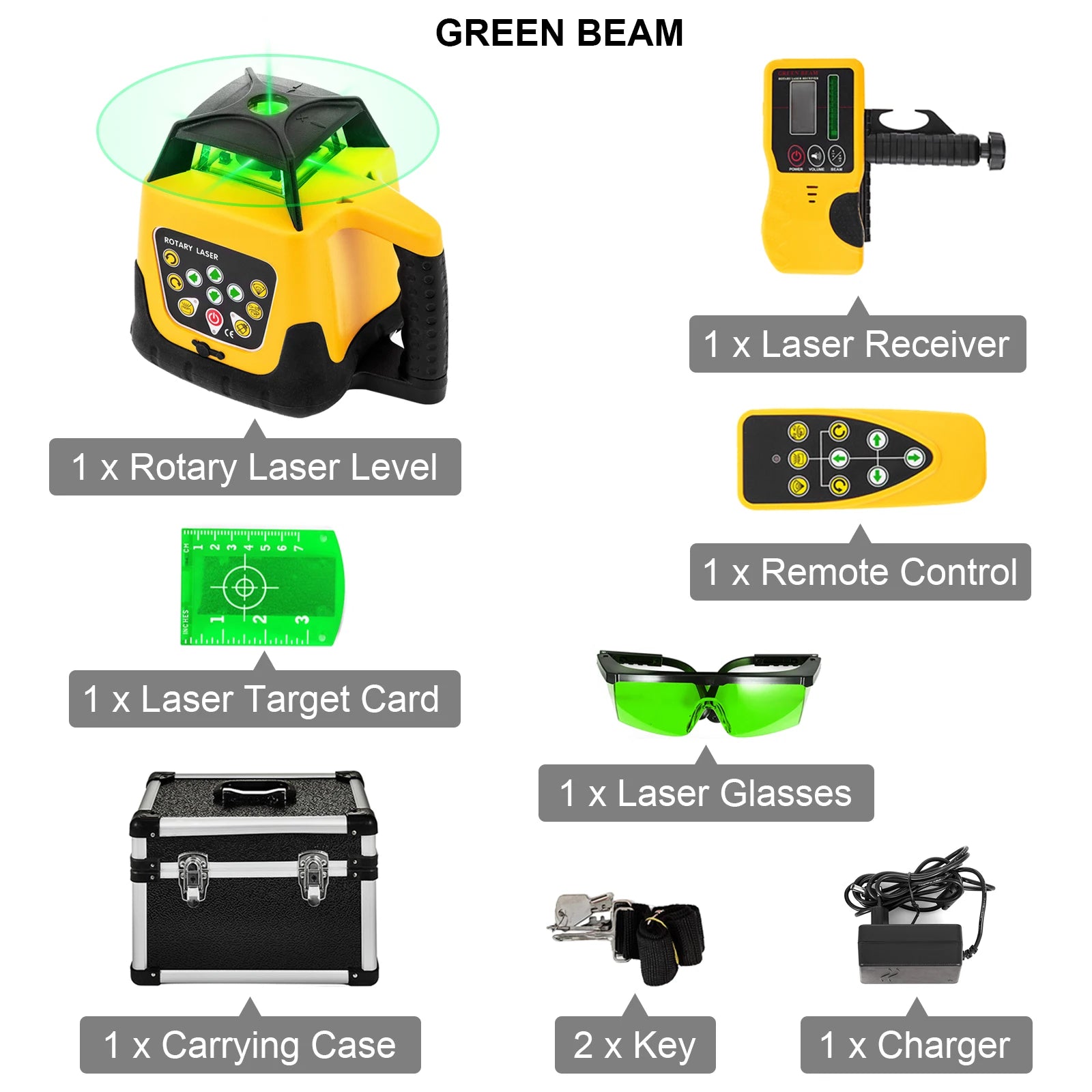 Kruislijnlaser - Laser - Waterpas - Lijnlaser - 360° Draaibare Laser Waterpas Zelfnivellerend - 500m Verticaal Horizontaal Scannen Professionele Meetgereedschap - voor Constructie -  Groen Laserstraal - QUORE