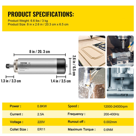 Motor - Spindelmotor - Elektromotor - Luchtgekoelde Spindelmotor - 0.8KW ER11 Rond - voor CNC-Freesmachine Graveermachine Gebruik