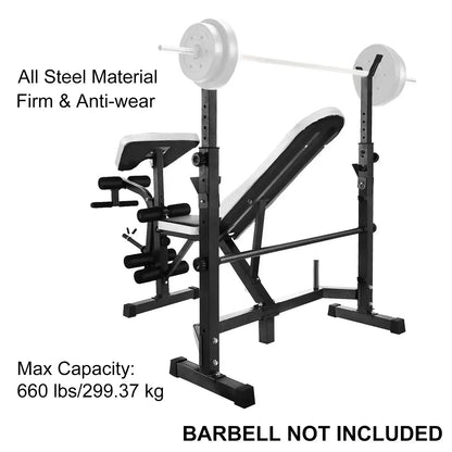 Halterbank - Fitnessbank - Gewichthefbank -Verstelbare - Opvouwbare - Multi Station - Bench Press - voor Home - Gym - 144.78 x 104.14 cm - Zwart