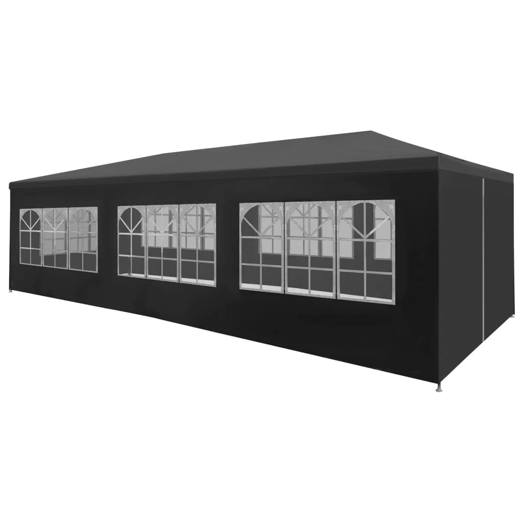 Partytent –  Tuinpaviljoen – Ruime Ontvangsttent – Tuinkamer – Evenemententent – Polyester Tent – 3 x 9 m – Roestvrij Stalen Frame - Zwart