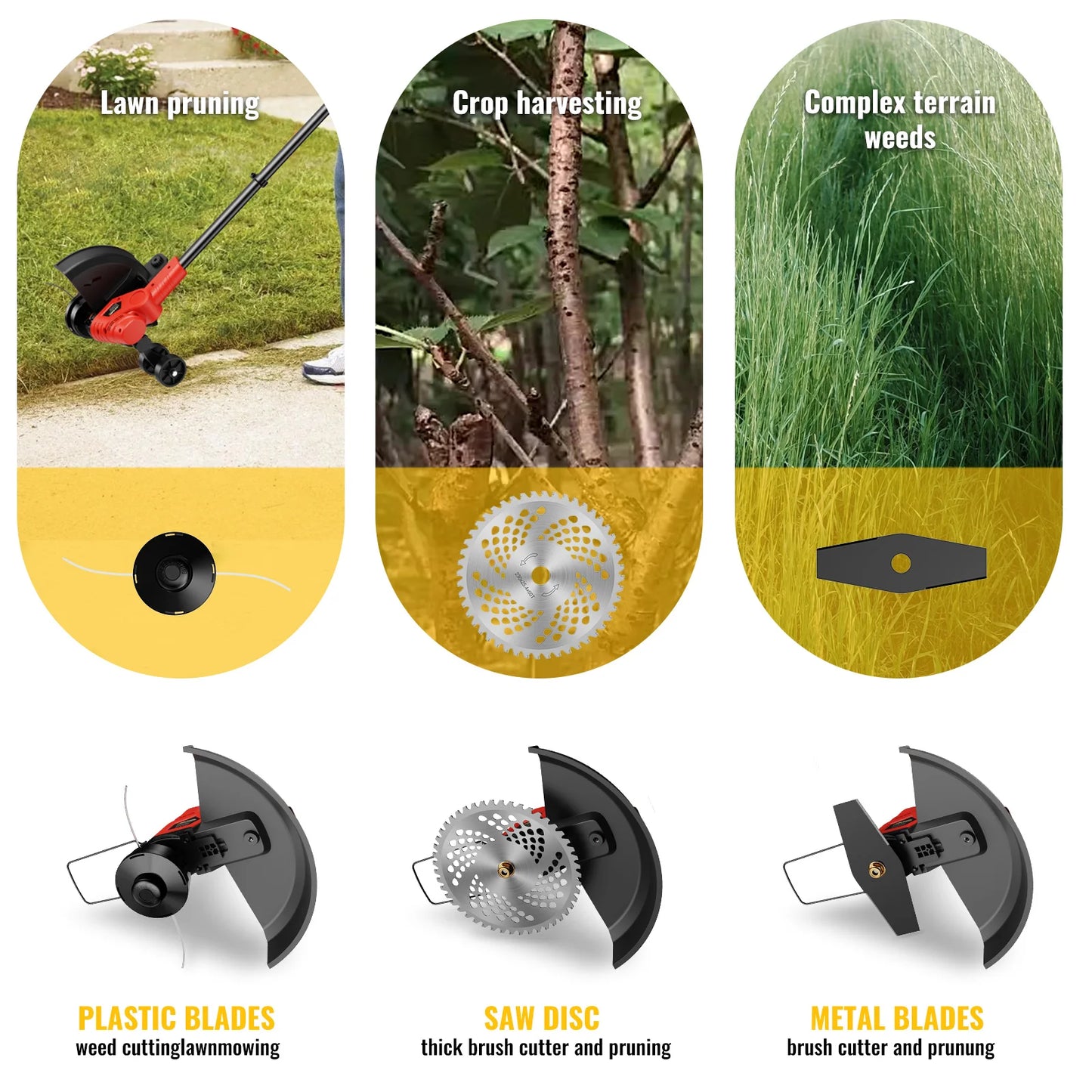 Accu Grastrimmer - Grasmaaier - Bosmaaier - Grastrimmer - Draadloze Strimmer - Telescopische - Opvouwbaar - Verstelbaar - met Wielen - Maaiaccessoires - 2x Batterij - 1000W - 8500 RPM - 24V - 4000mAh - Rood