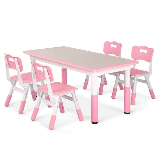 Speeltafel - Activiteiten Tafel -  Stoelen - Tafel - Kinder Speeltafel en Stoelenset - Verstelbare - met 4 Stoelen – Roze – Voor Peuters en Kleuters