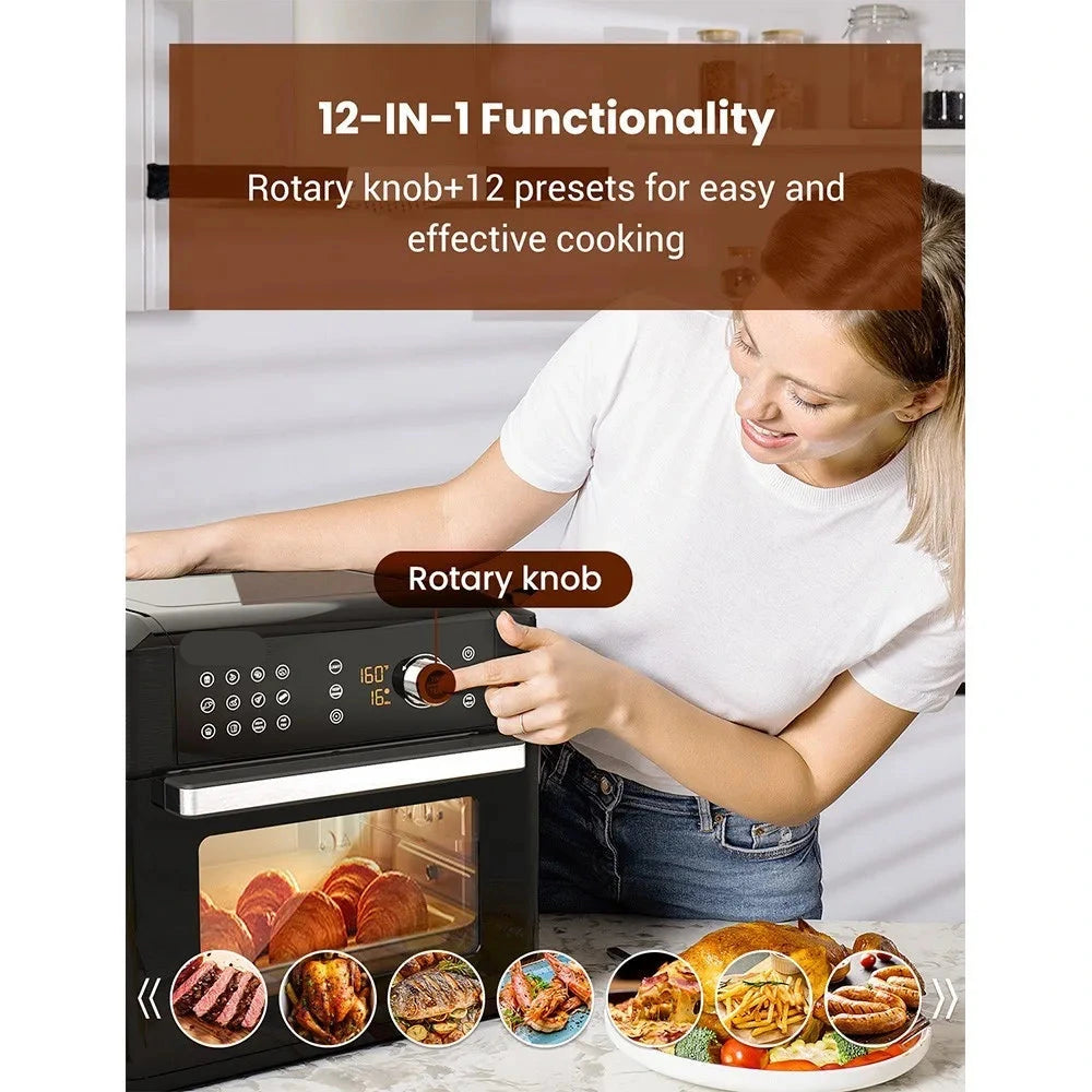 Airfryer oven - Hetelucht Friteuse - Air Fryer - 15L - Grote Inhoud - 12-in-1 - 1700W - App Bediening - 360° Luchtcirculatie - Touch Screen - Turbo Functie