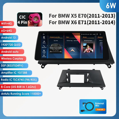 AI Intelligent Player 2 Din Android Car Radio Multimedia Video Player for BMW X5 E70 X6 E71 CCC CIC GPS Navi Carplay Auto 4G RDS