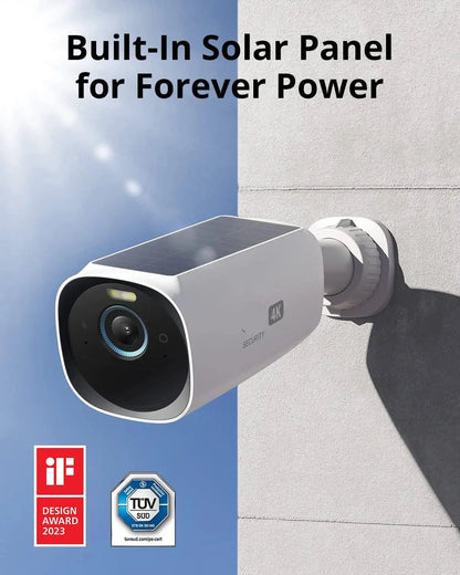 Solar Beveiligingscamera – Draadloze Camera – Buiten Camera – Wifi Camera – Zonne-energie Camera – 8 Megapixels Haarscherp Beeld – Waterdicht IP67