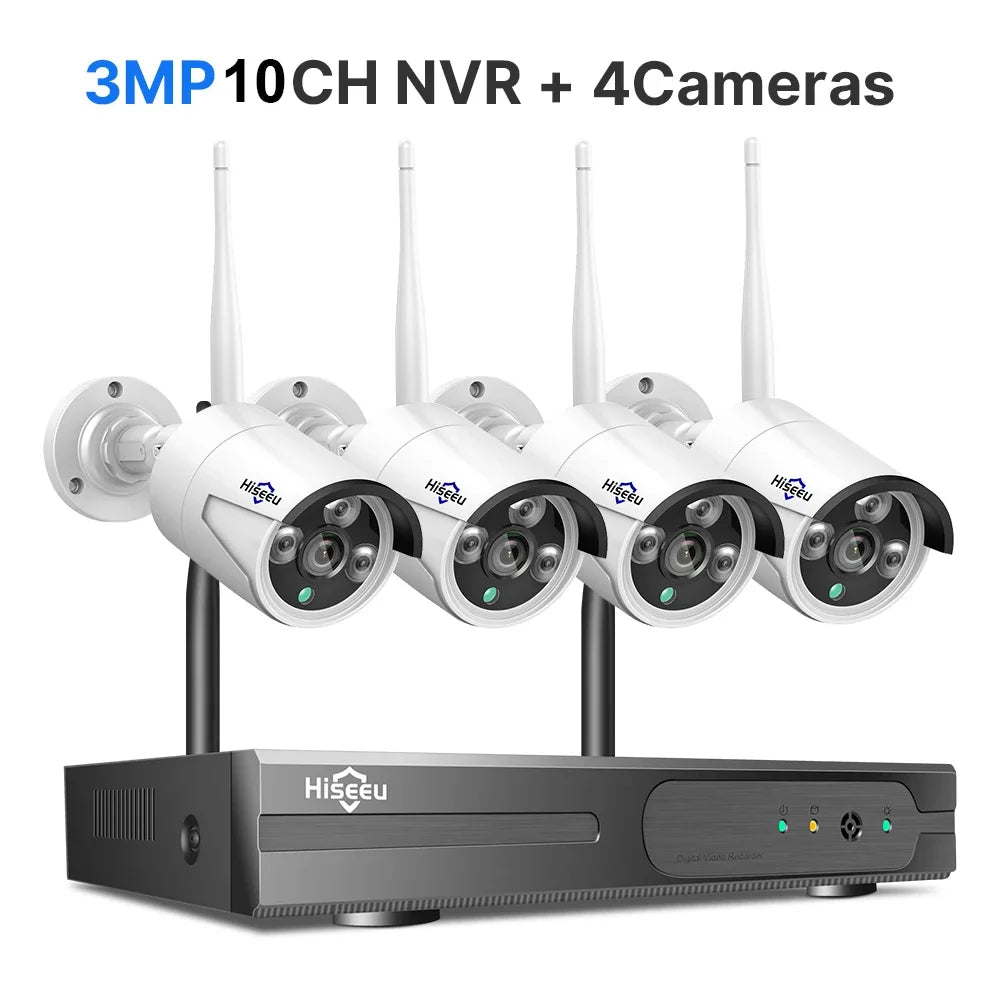 Beveiligingscamerasysteem - 10CH - 5MP Camera - Openlucht - Bewakingscamera - AI-menselijke detectie - Beveiligingscamera - Beveiligingscamerasysteem - NTSC,PAL - Alexa - 4 stuks - Wit - QUORE