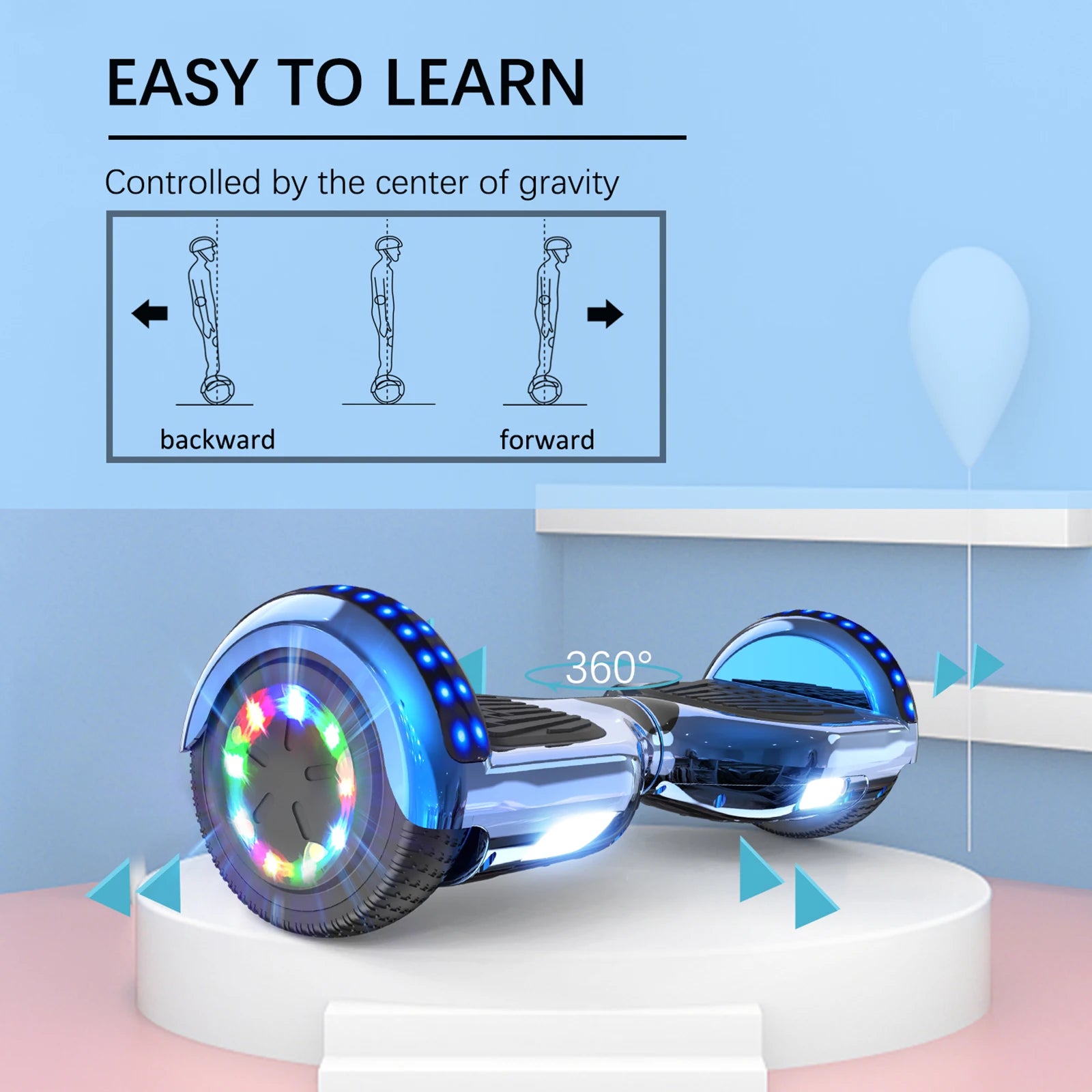 Hoverboard – Elektrisch Skateboard – Zelfbalancerend Board – Scootboard – Bluetooth Speaker – 15 Km/u Snelheid – LED-Verlichting - QUORE