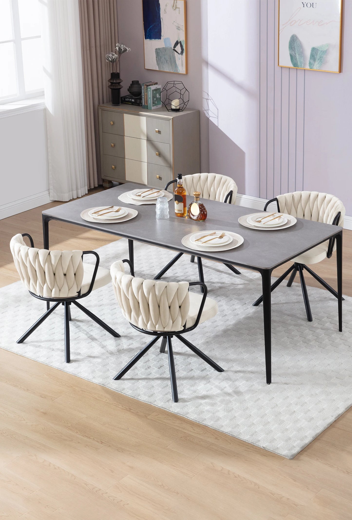 Draaistoel Voor Eettafel – Eetkamerstoel – Comfortabele Stoel – Velvet Bekleding – 360 Graden Draaibaar – Roestvrij Metalen Poot