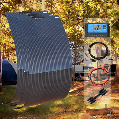 Zonnepaneel - Zonnepanelen - Zonne-energie - 12V Module Fotovoltaïsche Cel Module - Zonne-kit - Flexibel - Monocrystalline Silicon - 450W - 3 Stuks - Waterdicht - voor Boot - Camper - Caravan - RV - Tuin
