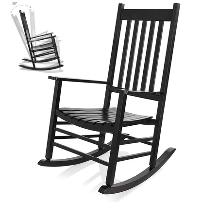 Schommelstoel - Tuinstoelen - Draaifauteuil - Houten - Grote Porche Rocker, Stoelen voor Slaapkamer, Woonkamer, Tuin en Balkon - Tuinstoelen - Strandstoel - Zwart