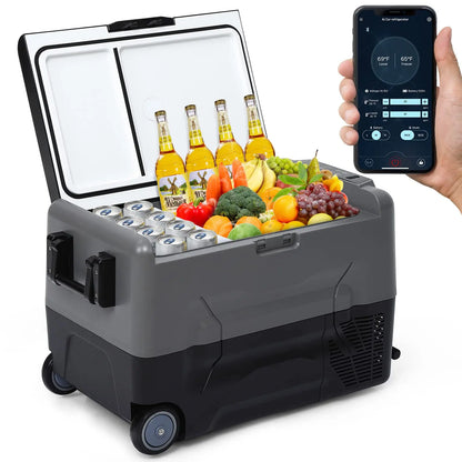 Draagbare Autokoelkast – Mobiele Koelbox – Auto Koelkast – Camping Koelkast – 35 Liter – Dual-Zone Koeling – App-Bediening - QUORE