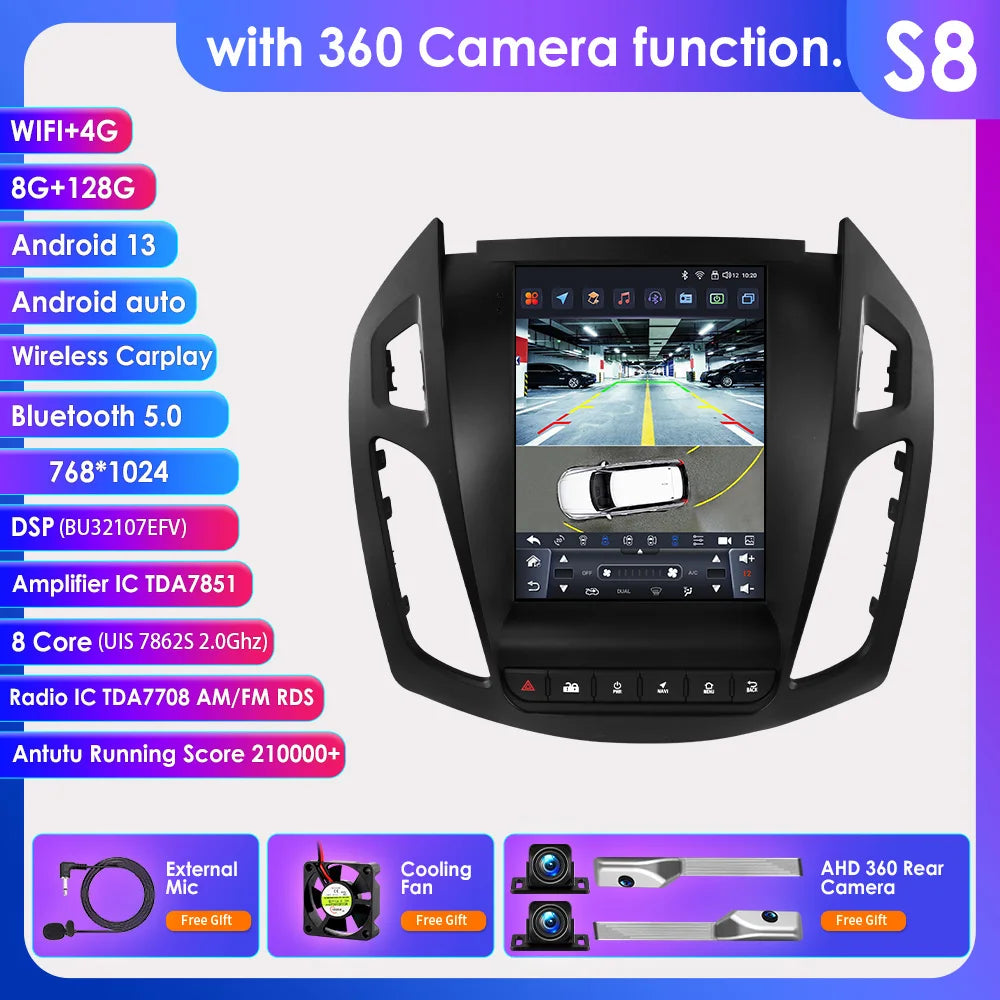 ford transitradio – autoradio – multimedia speler – navigatiesysteem – carplay radio – 9,7 inch touchscreen – Android 13 – 360° camera ondersteuning – 4G connectiviteit