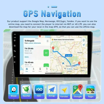 2DIN Autoradio – Multimediaspeler – Touchscreen Radio – Navigatiesysteem – CarPlay Android Auto – 10 Inch Scherm – Draadloos CarPlay & Stuurwielbediening – K3-NO GIFT