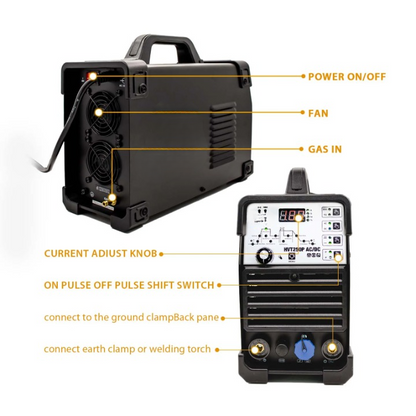 Elektrode Lasmachine - Lasmachine - Lasapparaat - Digitaal Inverterlassen - Draagbare MIG-lasser - AC 220V - 50/60Hz - AC - DC - TIG - ARC - 200A - Zwart