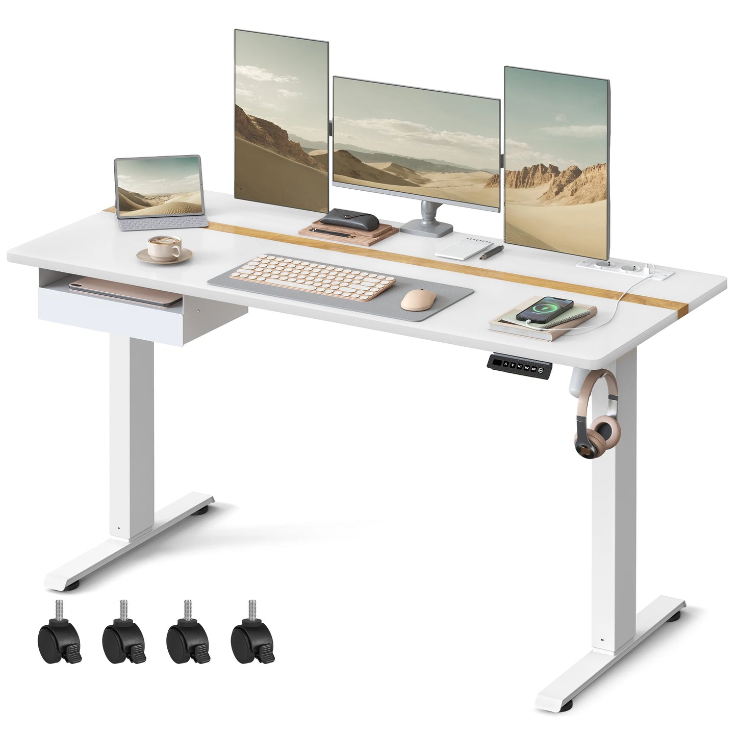 Verstelbaar Bureau – Zit Sta Bureau – Hoogte Verstelbaar – Ergonomisch Bureau – Met Geheugenfunctie – Ingebouwde USB Poorten