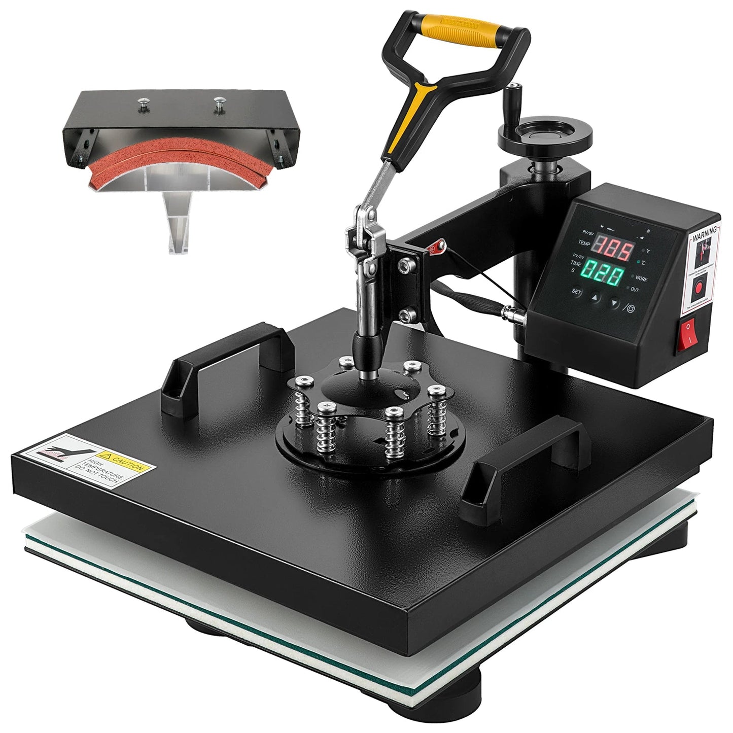 Professionele Heat Press – Warmtepers – Transferpers – T-Shirt Pers – Pettenpers – 15 X 15 Inch Persplaat – Digitale Timer & Temperatuur - QUORE