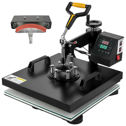 Professionele Heat Press – Warmtepers – Transferpers – T-Shirt Pers – Pettenpers – 15 X 15 Inch Persplaat – Digitale Timer & Temperatuur - QUORE