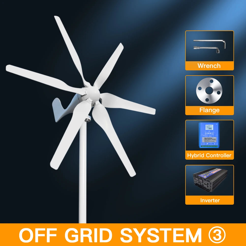 3000W Wind Turbine 12V 24V 48V Free Energy Wind Turbine With Free MPPT Controller Battery 220V For Household Use - QUORE