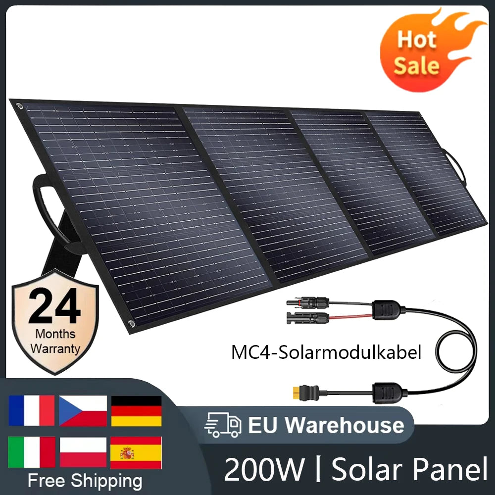 SOLARPLAY 200W Portable Foldable Solar Panel 18V Flexible Solar Panel for Family Camping Trip for Tourism Camping Power Station