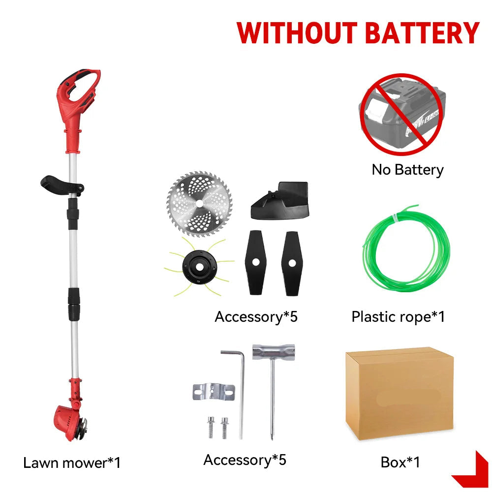 Grastrimmers - Met Accu - Draadloze - Snoeischaar - Onkruidborstel Electrisch - Snijder - 10 inch - 18V Batterij - 36000RPM - Tuingereedschap - Vouwbaar - Verstelbaar Handvat - Vouwbaar Ontwerp - Zonder Accu