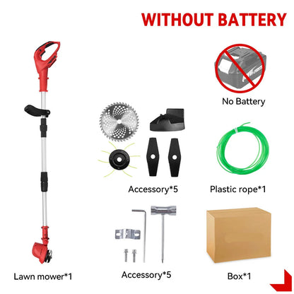 Grastrimmers - Met Accu - Draadloze - Snoeischaar - Onkruidborstel Electrisch - Snijder - 10 inch - 18V Batterij - 36000RPM - Tuingereedschap - Vouwbaar - Verstelbaar Handvat - Vouwbaar Ontwerp - Zonder Accu