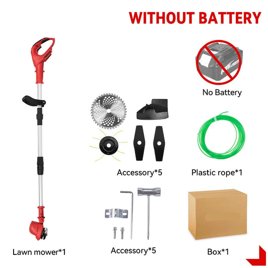 Grastrimmers - Met Accu - Draadloze - Snoeischaar - Onkruidborstel Electrisch - Snijder - 10 inch - 18V Batterij - 36000RPM - Tuingereedschap - Vouwbaar - Verstelbaar Handvat - Vouwbaar Ontwerp - Zonder Accu