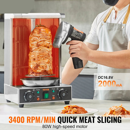Doner mes - Elektrisch Dönermes - Elektrisch mes - Elektrisch Keukenmes - 100mm -  Flat Blade, Draadloos & Oplaadbaar voor Perfect Gesneden Vlees