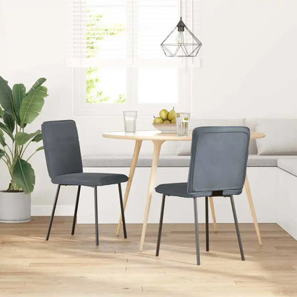 Eetkamerstoelen – Set van 2 Stoelen – Fluwelen Stoelen – Donkergrijze Stoelen – Comfortabele Zitting – Metalen Frame – Zithoogte 47 Cm