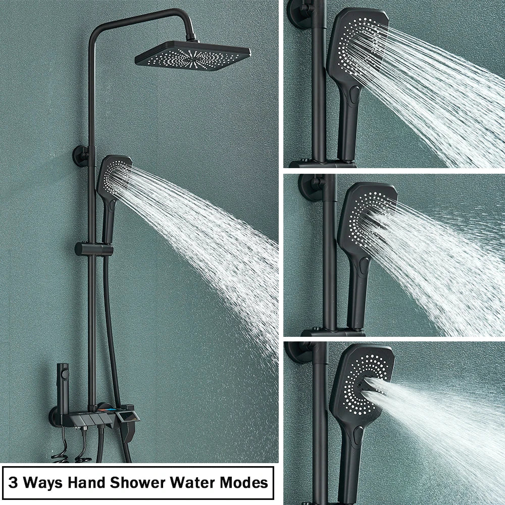 Douchekraan - Douchepaneel  - Douche - Regendouches - Bidet Handdouche & Thermostatische Mengkraan - Inbouw Douchekraan Set - Gun Grey - zonder Display - QUORE