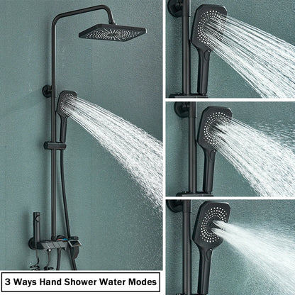Douchekraan - Douchepaneel - Douche - Regendouches - Inbouw Douchekraan Set zonder Display – Regendouche met Piano-Stijl Mengkraan & Bidet Handdouche - Zwart - QUORE