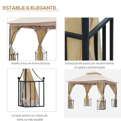 Tuinpaviljoen – Tuinhuisje – Tuinkamer – Overkapping – Buitenverblijf – 3x3 Meter – Metalen Frame – Insectengaas - QUORE