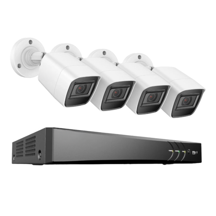 Beveiligingscamera - Beveiligingscamerasysteem - Camerabewaking - 4K Ultra HD - 8CH DVR - H.265 - Weerbestendig - Binnen - Buiten - 4 Camera's - Ingebouwde HDD - 4TB - QUORE