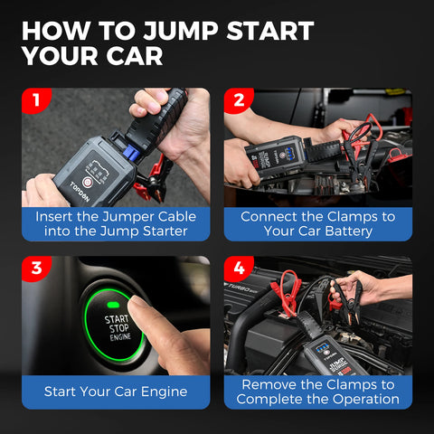 Jumpstarter - Jumpstarter voor Auto - Auto Startapparaat - 12V - 1200A - 10000mAh - IP64 - Jumpstarter met Powerbank - Smart - Jumpstarter - USB - Verlichting - Sigarettenaansteker - Zwart