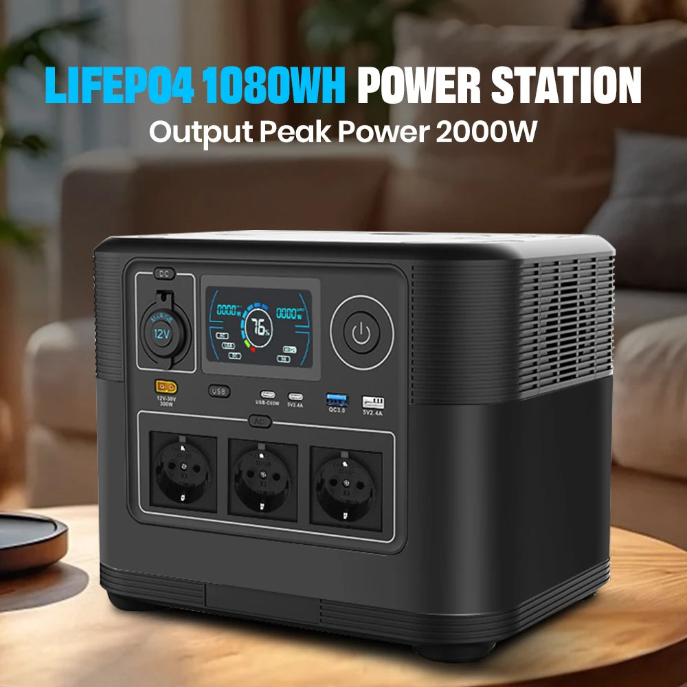 Draagbare Powerstation – Mobiele Generator – Energiecentrale – Stroomvoorziening – Noodstroom – 1200W Vermogen – 1008Wh LiFePO4 Batterij - QUORE