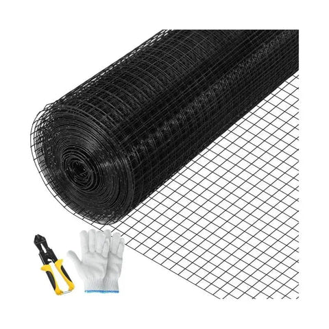 Chicken Wire - Garden Fencing - Garden Fencing - Welded - Vinyl Coated - 24in x 50ft - Black Hardware Cloth &amp; Mesh