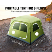 Tent - Strandtent - Kampeertent - 10 x 9 x 6.5 ft - voor 6 Personen - Waterdicht - Lichtgewicht - Backpacking Tent - Gemakkelijk Opzetten - met Deur en Raam - Groen