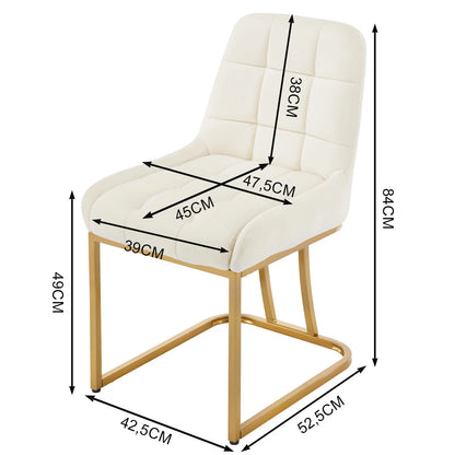 Eetkamerstoel – Stoel – Zithoekstoel – Maquillage Stoel – Woonkamerstoel – Beige – Velvet Bekleding – Metalen Frame – Ergonomisch Ontwerp – Set Van 2