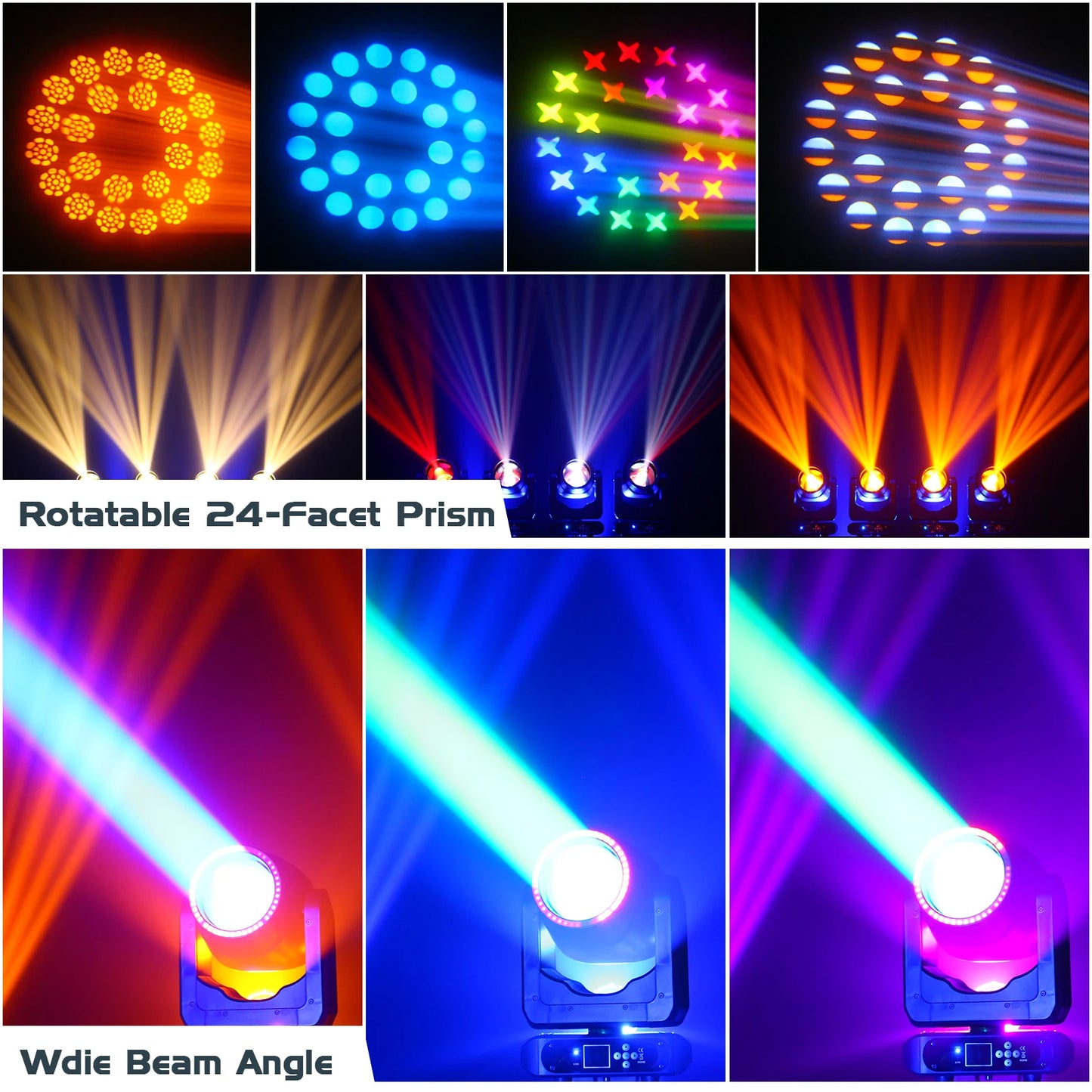 Moving Head Beam Light – Moving Head Spot – Stage Lamp – DJ Verlichting – Feestverlichting – 200W LED Vermogen – 17 Gobo Patronen – EU Plug – Professionele Lichtshow - QUORE