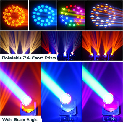 Moving Head Beam Light – Moving Head Spot – Stage Lamp – DJ Verlichting – Feestverlichting – 200W LED Vermogen – 17 Gobo Patronen – EU Plug – Professionele Lichtshow - QUORE
