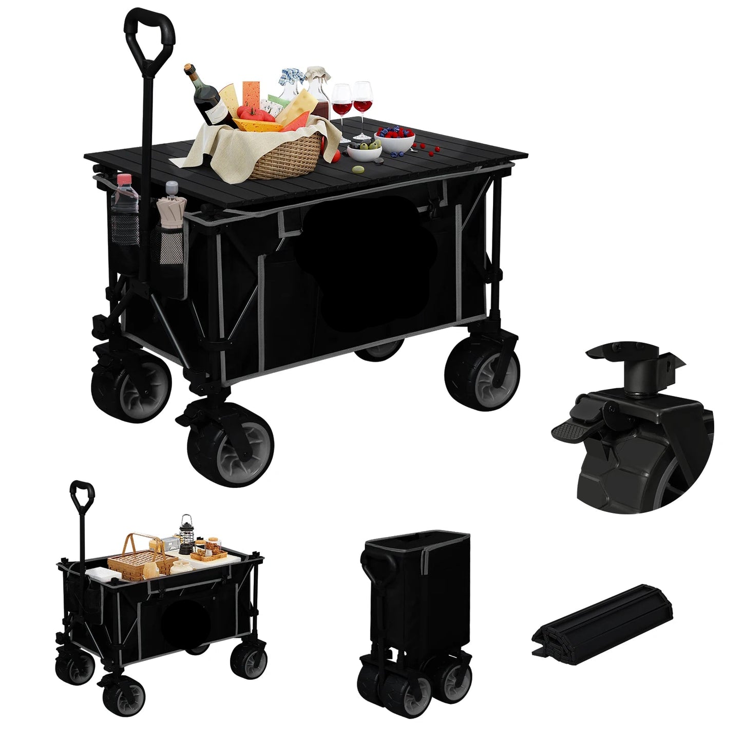 Tuinkar – Opvouwbare - Wagen - Strand - Bolder - Boodschappen - Transport - met Verwijderbare Plateau – Heavy-duty - Draagbare Trolley - Draagvermogen 120 kg - Blauw