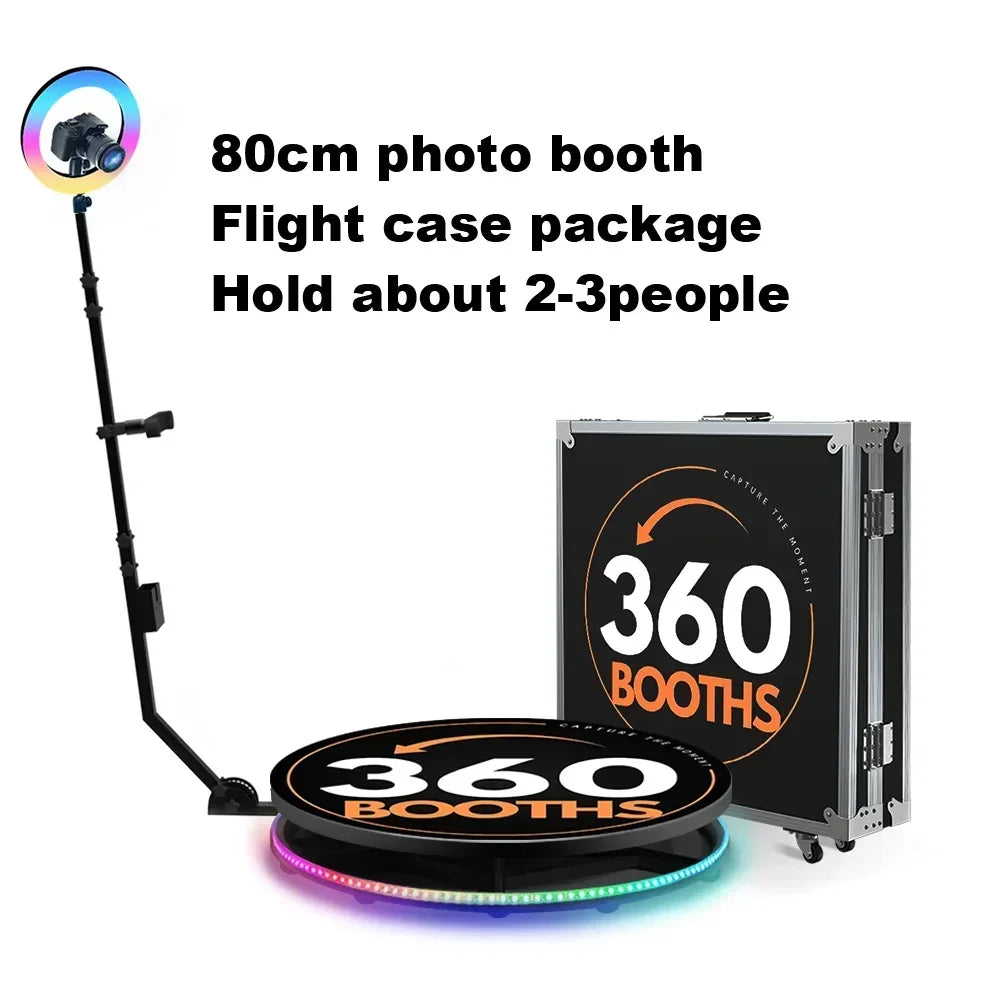 360° Photobooth – 360 Graden Foto Booth – Roterende Selfie Booth – Event Fotocabine – Groepsfoto Booth – RGB Ringlamp Met Dimbaar Licht – Geschikt Voor Maximaal 7 Personen