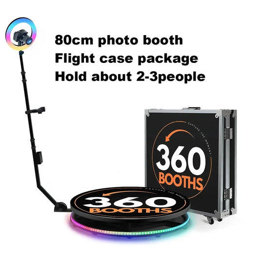 360° Photobooth – 360 Graden Foto Booth – Roterende Selfie Booth – Event Fotocabine – Groepsfoto Booth – RGB Ringlamp Met Dimbaar Licht – Geschikt Voor Maximaal 7 Personen
