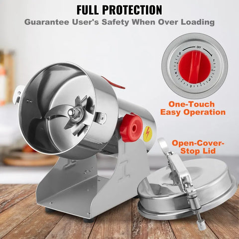 Electric Spice Grinder - Spice Grinder - Grain Grinder - Herb Grinder - Electric Coffee Grinder - High Speed ​​Commercial Grinder - 1000G - 3000W - 28000RPM - Silver