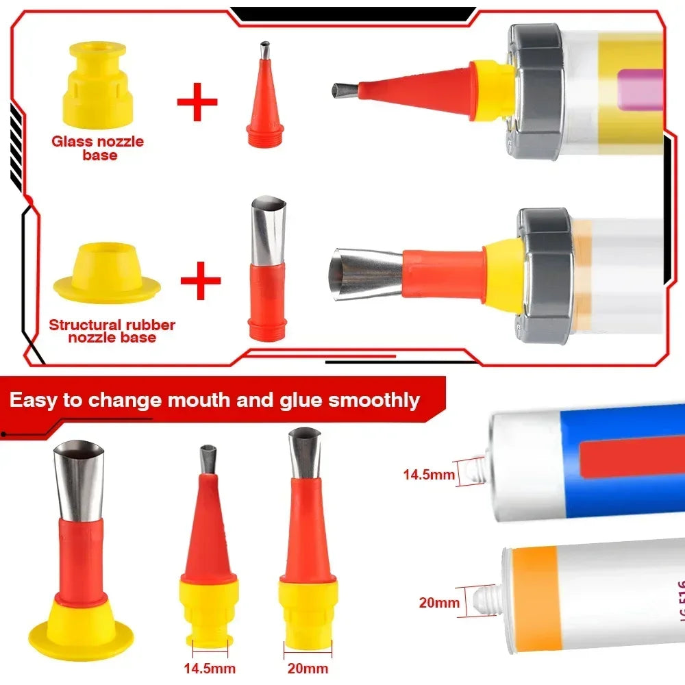 Kitpistool - Kit - Elektrische Kitspuit - Accu Kitspuit - Koker Pistool - 10000N - 6 Snelheden -  Draadloos Lijmpistool met 2 - QUORE
