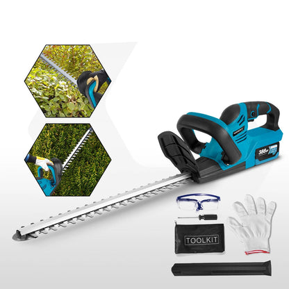 Heggenschaar - Haagschaar - Tuingereedschap - Elektrische - Draadloze - 2000W - 15000RPM - Snoeizaag & Trimmer in één – Inclusief 2x 18V Accu’s – Voor Tuinonderhoud - QUORE