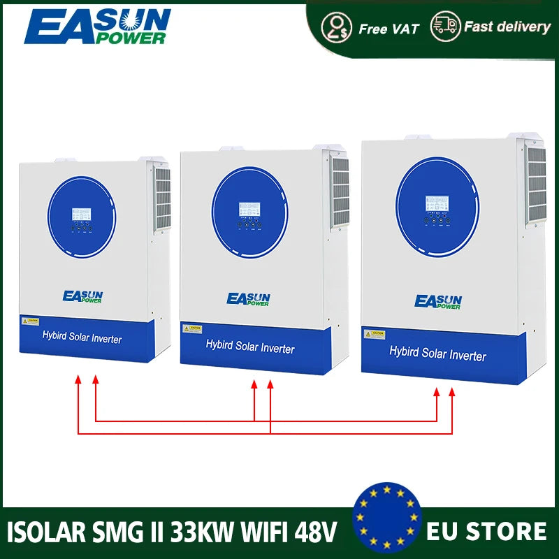 Hybride Solar Omvormer – Zonne-Omvormer – Off-Grid Inverter – Batterijlader – Energie-Converter – Dual Output 33.000W – Pure Sinusgolf Met MPPT & Wifi BMS - QUORE