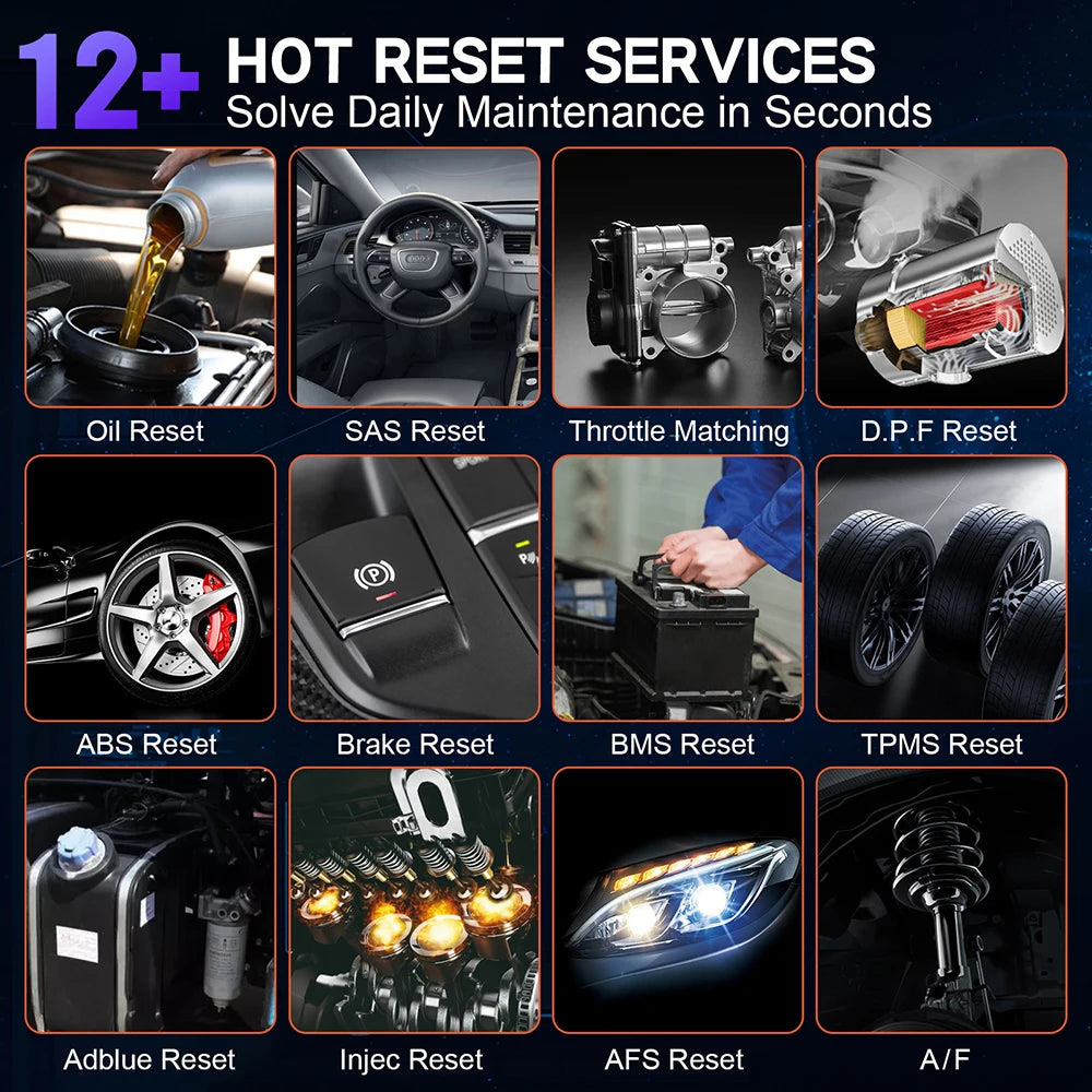 OBD2 Scanner - OBD - Uitleesapparatuur Auto - Diagnosecomputer - Storing Verwijderen - Auto Accessoires - Auto Uitlezen - 12 Reset Services - Systeem Scanner - 5" Touchscreen