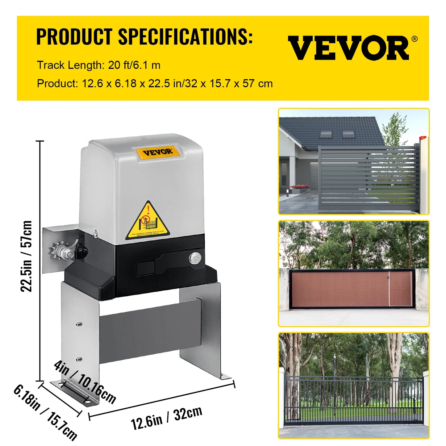 SucceBuy Sliding Gate Opener with 2 Remote Controls Gate Operator Hardware Kit for Security Move Speed 43ft Per Min