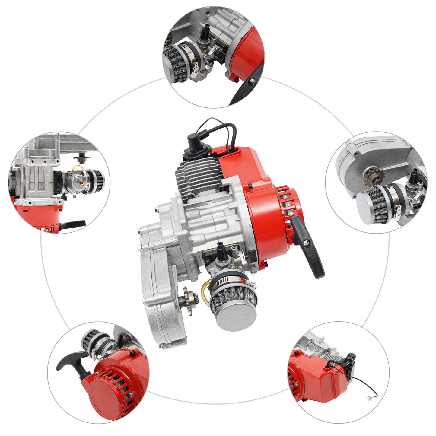 Luchtfilter - 2-Takt Motor met Trekstarter - 49CC  - Geschikt voor Pocketbike, Mini Dirtbike en ATV