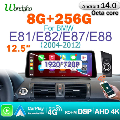 Autoradio BMW 1 Serie – Carplay Multimedia Speler – Android 14 Systeem – Touchscreen Autoradio – 8GB RAM 256GB Opslag – Plug & Play Installatie – Draadloze Connectiviteit